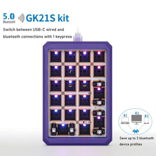 GK21S Metallic Blue Bluetooth Numpad Front