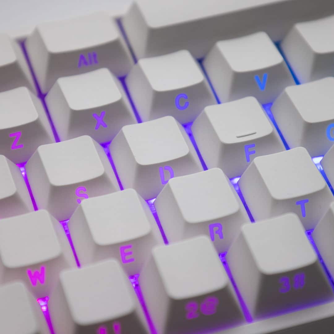 Cherry Profile White PBT Keycaps with Translucent Side Legends